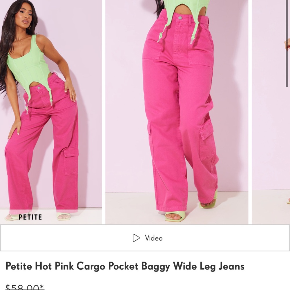 Pretty little thing petite pink cargo pants